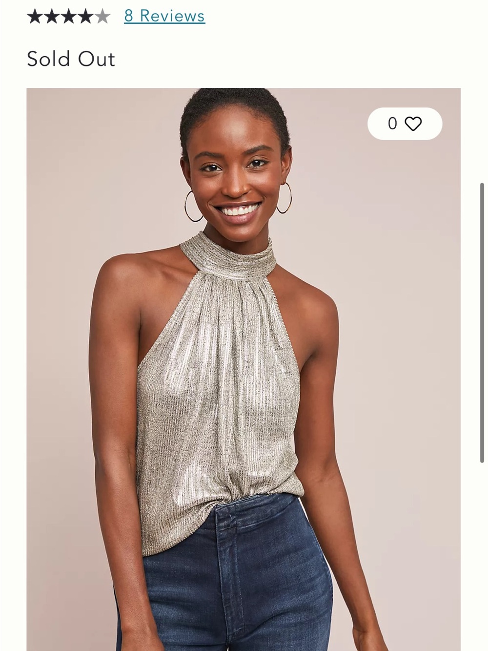 Bishop & Young Metallic Silver Bow-Back Halter Top Anthropologie NEW Medium